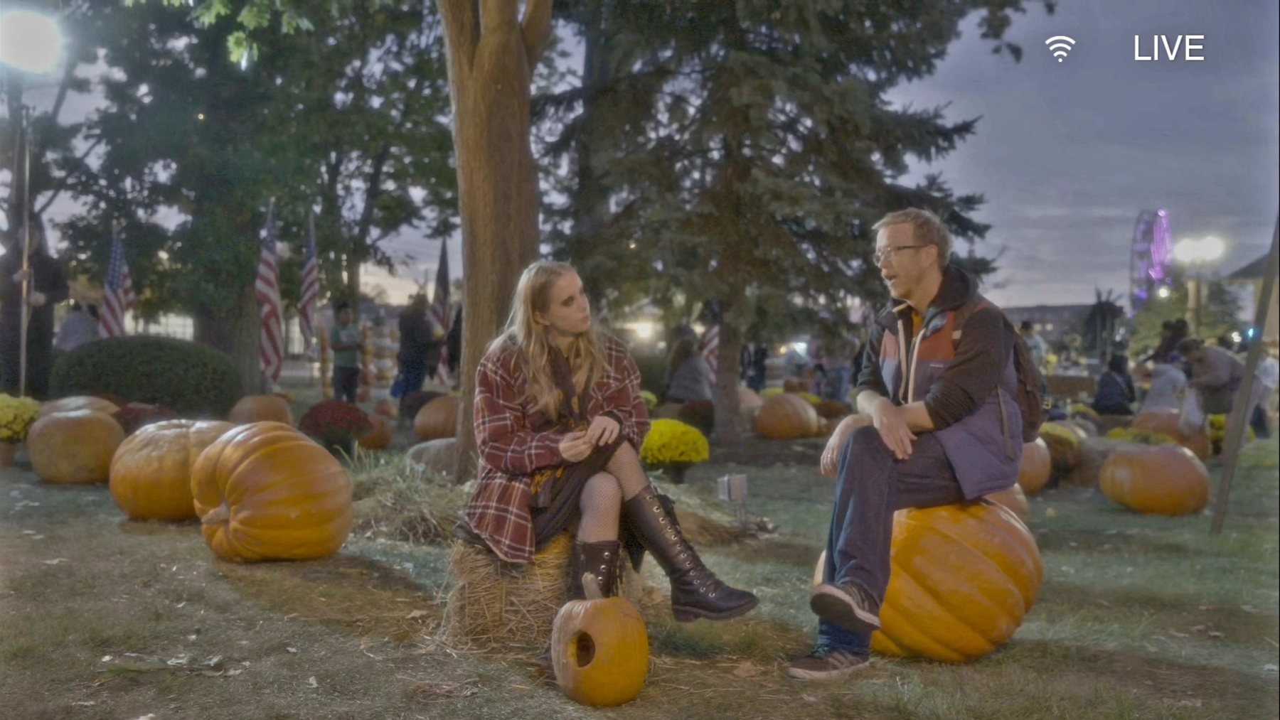 Sarah Elizabeth and Jake Jarvi during Haunt Season promotion.